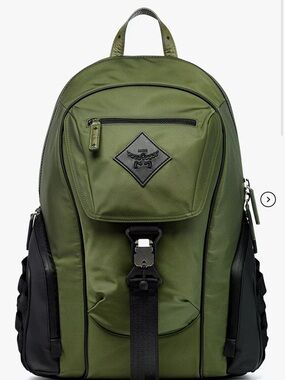 MCM Medium Aren Backpack In ECONYL® And Monogram Print Leather